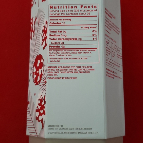 White Chocolate Peppermint herbal tea +tin TEAVANA - Picture 5 of 5